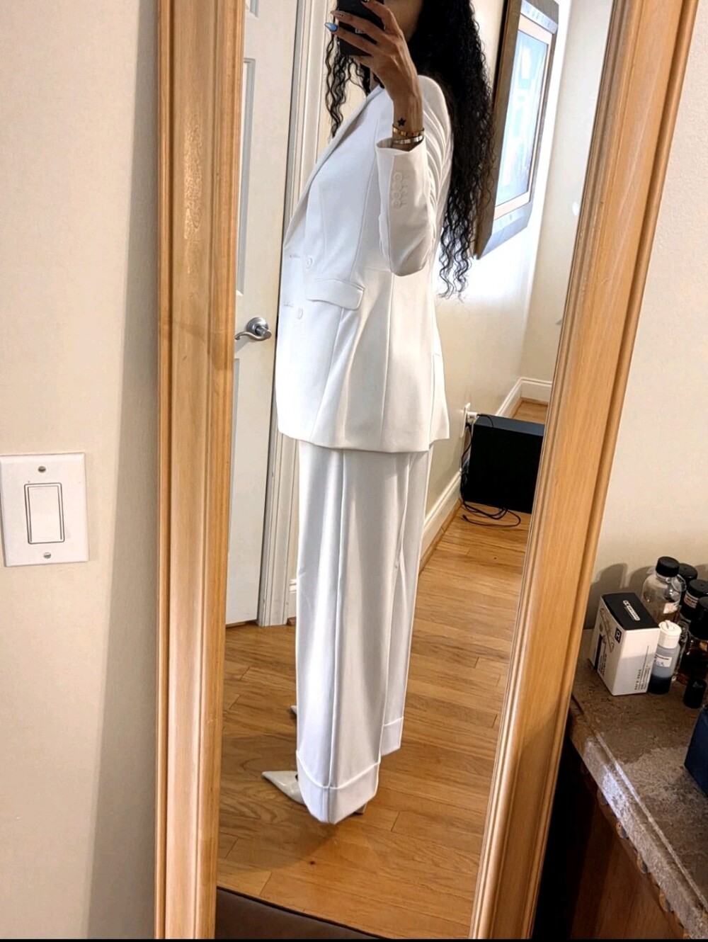 Express White Double Breasted Hourglass Blazer & Pantsuit-Retail $250-NWT-banana - Picture 10 of 11